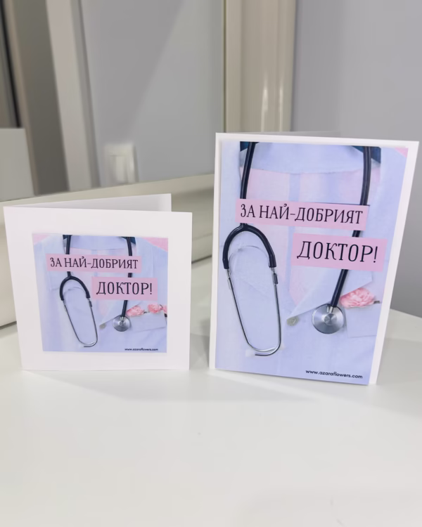 Картичка за лекар в розово