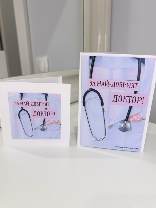 Картичка за лекар в розово