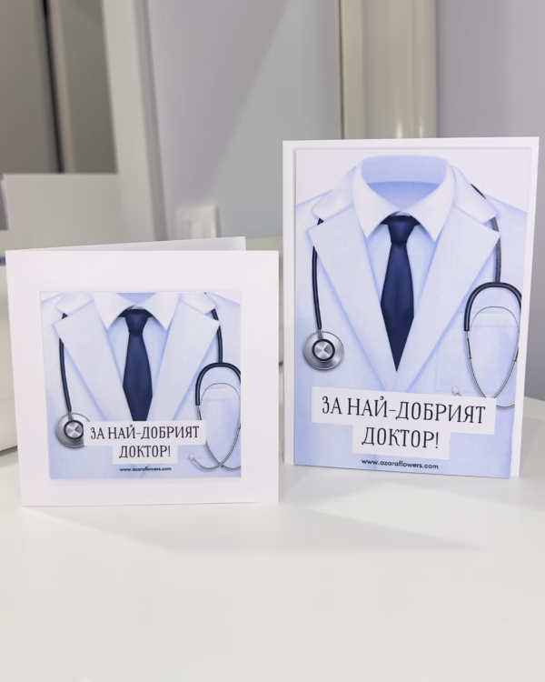 Картичка за лекар в синьо